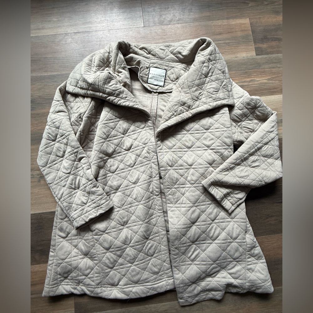Bagatelle Quilted Beige Open Front Jacket